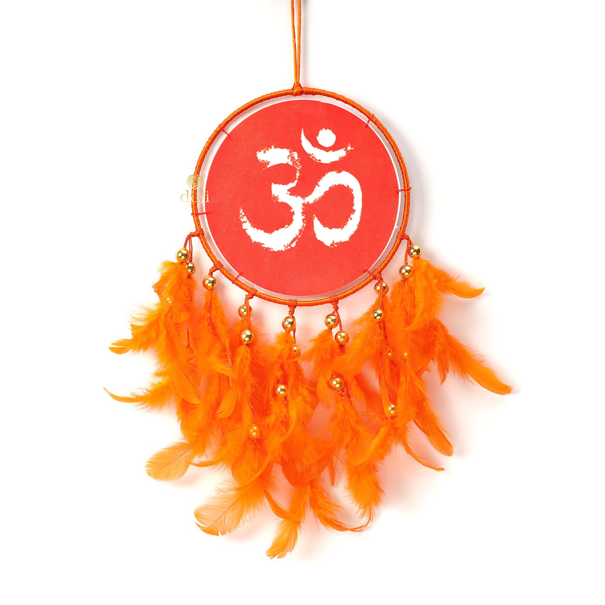 DULI Dream Catcher Handmade Tree of Life Canvas Dreamcatcher for Bedrooms Office Balcony Outdoors Garden Car Hanging, 49cm, Dreamkacher (Canvas OM MediumDC-Orange)