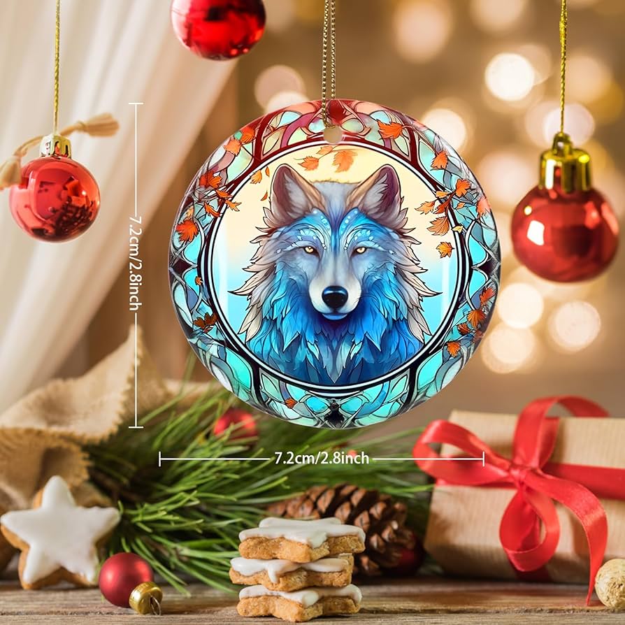 Amazon.com: Dodosky Wolf Christmas Ornament - Ceramic Wolf