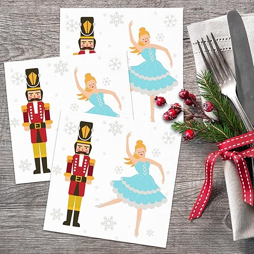 Miniatura 6 de 200 servilletas de papel de cascanueces y bailarina, servilletas de papel desechables, servilletas de papel desechables para Navidad, vacaciones,