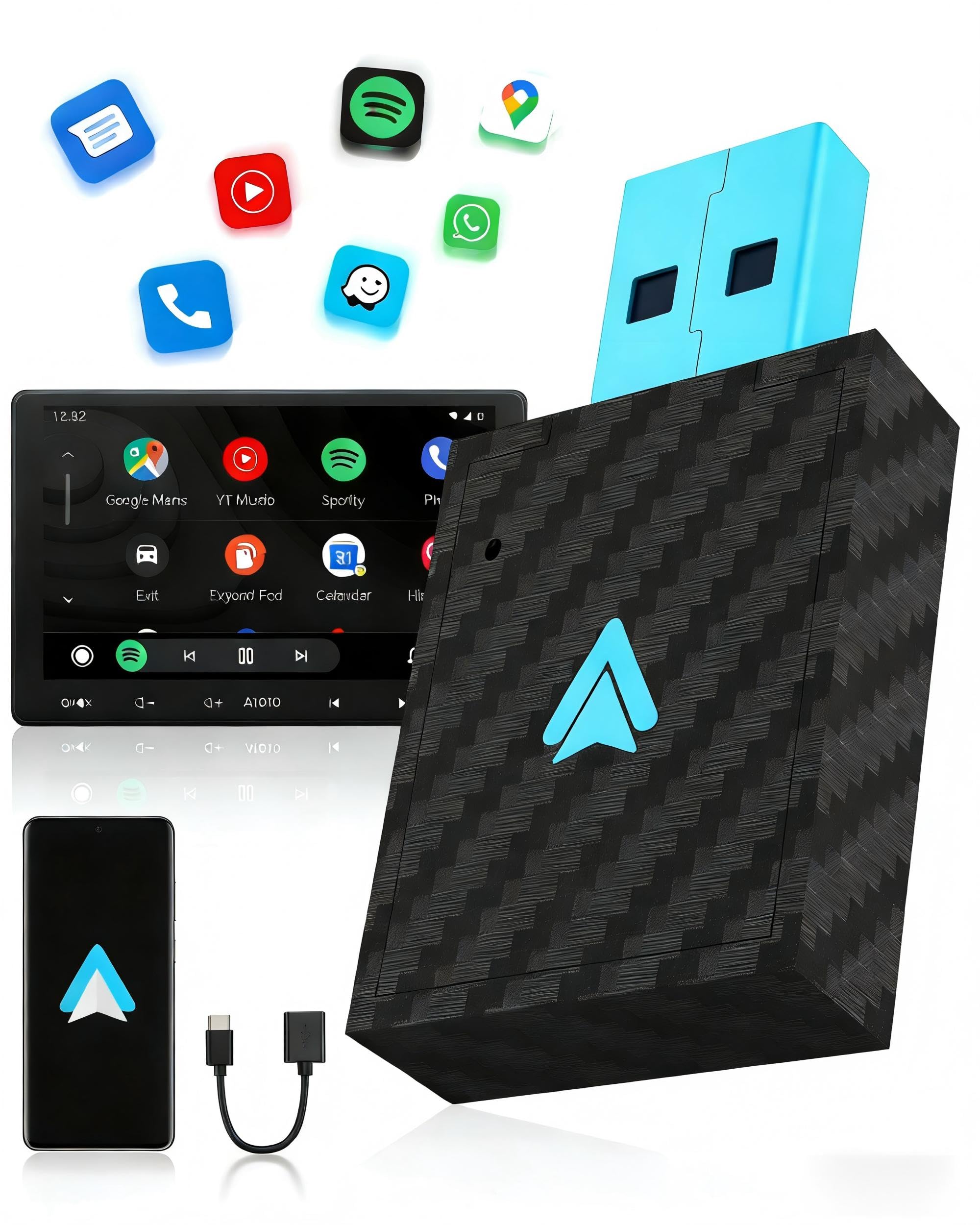 WityEye Adaptador CarPlay Inalámbrico, Bluetooth V5.3 Conexión Estable, 5.8GHz WiFi de Alta Velocidad, USB A/C, para Apple iPhone iOS 10+, Convierte Conexión con Cable en Inalámbrica — view 9