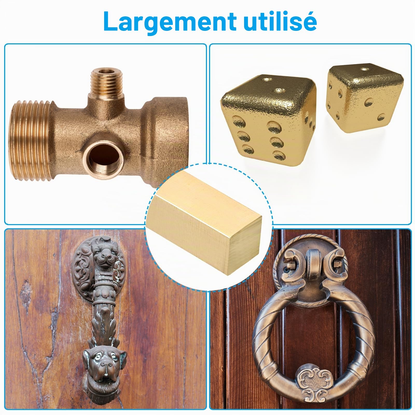 PATIKIL 7/4 x 7/4 x 6" H59 Barre Carrée en Laiton Barre de Fraisage Carrée | Solide, pour l'Artisanat l'Entretien la Décoration Architecturale Électrique, en Laiton