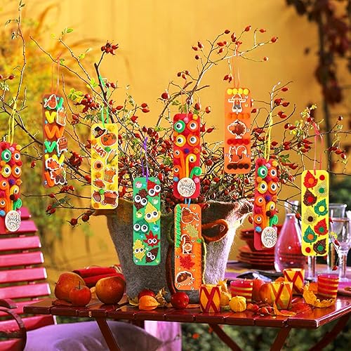 Miniatura 7 de JULBEAR 36 juegos de manualidades de otoño, kits de decoración de espuma en blanco, calcomanías autoadhesivas de espuma de hojas, arte para niños,