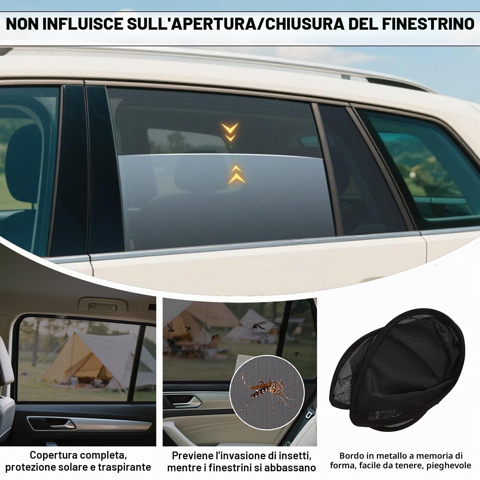 Magnetico Parasole per VW Golf 7 Variant 2015-2021 Finestrini Laterali | 2 Pezzi, Facile Montaggio, Riduce Luce, Finestrini Utilizzabili, Ventilazione, Antizanzare, Pieghevole, Camping, ZATOOTO
