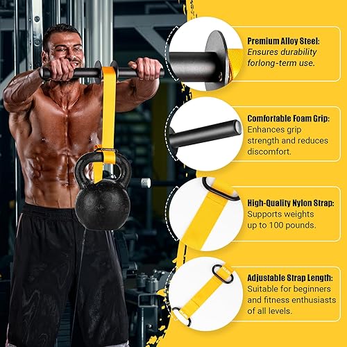 Miniatura 2 de Fortalecedor de antebrazo y rodillo de muñeca, 43.3 pulgadas o 51.2 pulgadas de nailon ultra fuerte para muñeca y antebrazo Blaster con mecanismo de