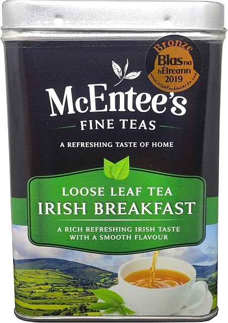 McEntee's Irish Breakfast Tea - 500g TIN  AWARD WINNING & BLENDED IN IRELAND. STRONG & CITRUSY. A Traditional Irish Blend of Ceylon and Assam Loose Teas. Delivering That Taste of Home.
