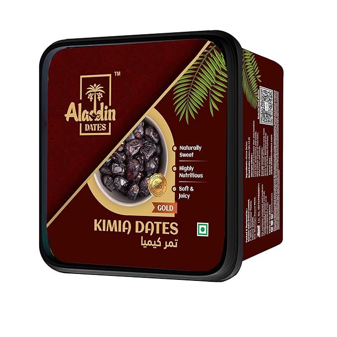 Aladdin Dates Black Kimia Dates (Mazafati) 500 Gram| Premium Soft & Juicy Dates | 100% Natural | No Preservatives | IML Container