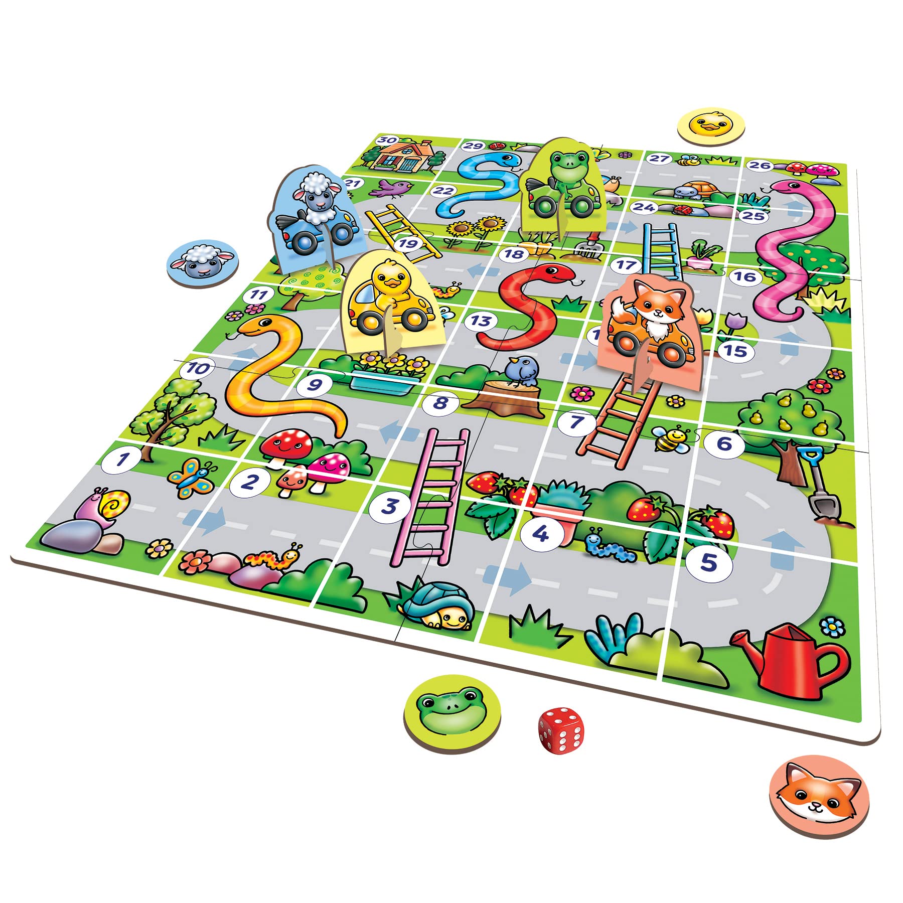 Orchard Toys My First Snakes & Ladders - Gioco per bambini grandi con pezzi da gioco 3D colorati giganti, giochi da tavolo per bambini e bambini, età 3-6 anni, per 2-4 giocatori