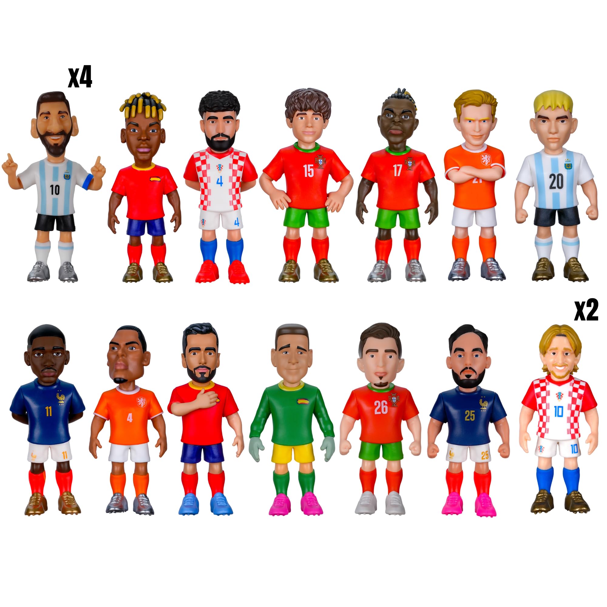 MINIX - World Cup Football Stars Mini Format - Internationale Teams B - Display Blind Bag Surprise - Sammel-Figuren 7cm