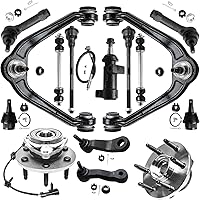Vista 97 de Detroit Axle - Kit de suspensión de 14 piezas para Jeep Liberty 2006-2007, 2 cubos de rodamiento de ruedas, 2 brazos de control superior, 2 rótulas