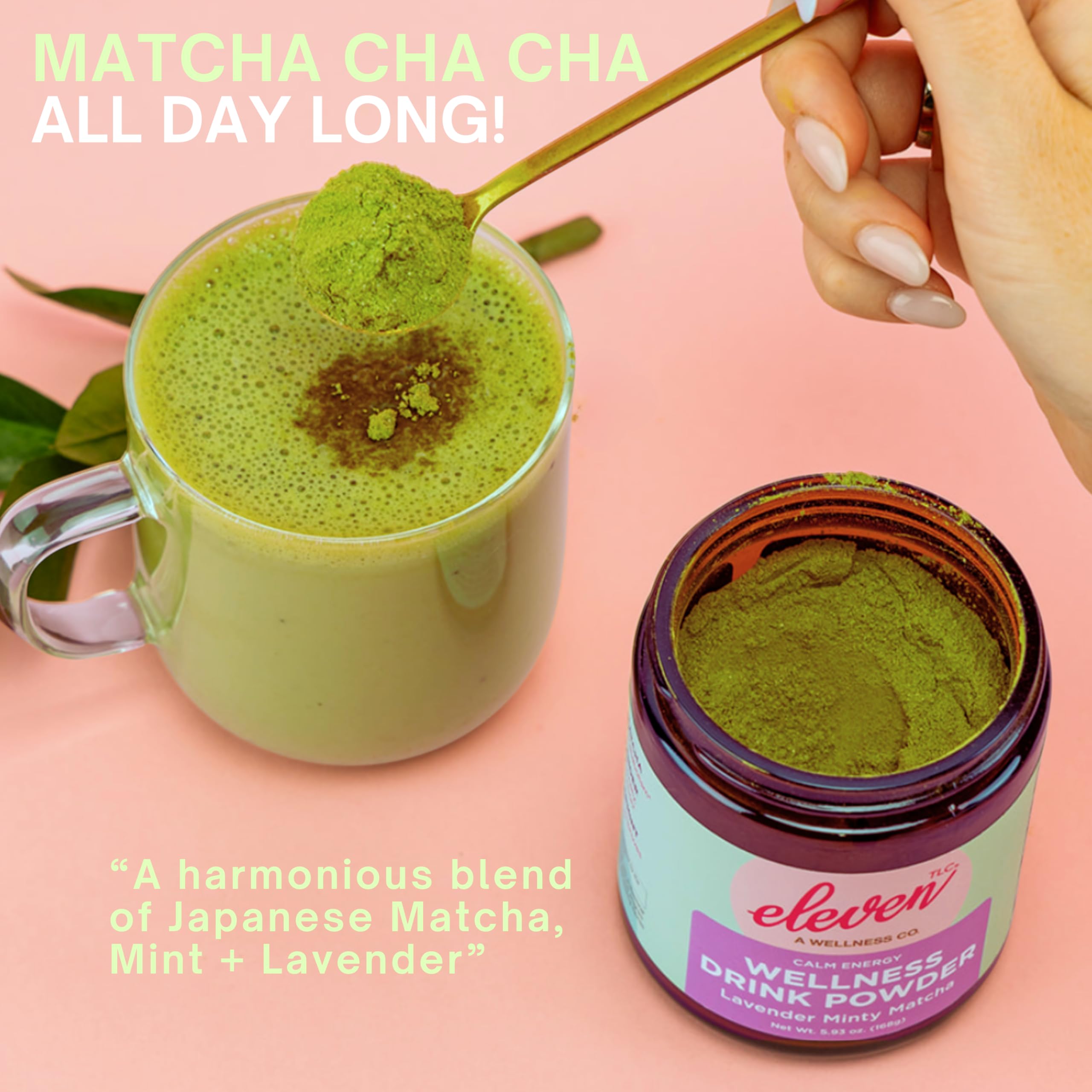Eleven TLC Mint Lavender Matcha Powder Ceremonial Grade Japanese Green Tea Sugar-Free Wellness Latte Mix with Peppermint Lavender — view 10