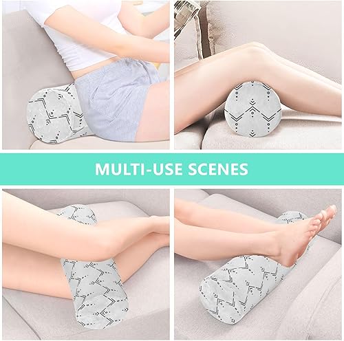 Miniatura 7 de Almohada cilíndrica para el cuello, almohada redonda de espuma viscoelástica para dormir, almohada negra con funda extraíble lavable para soporte de