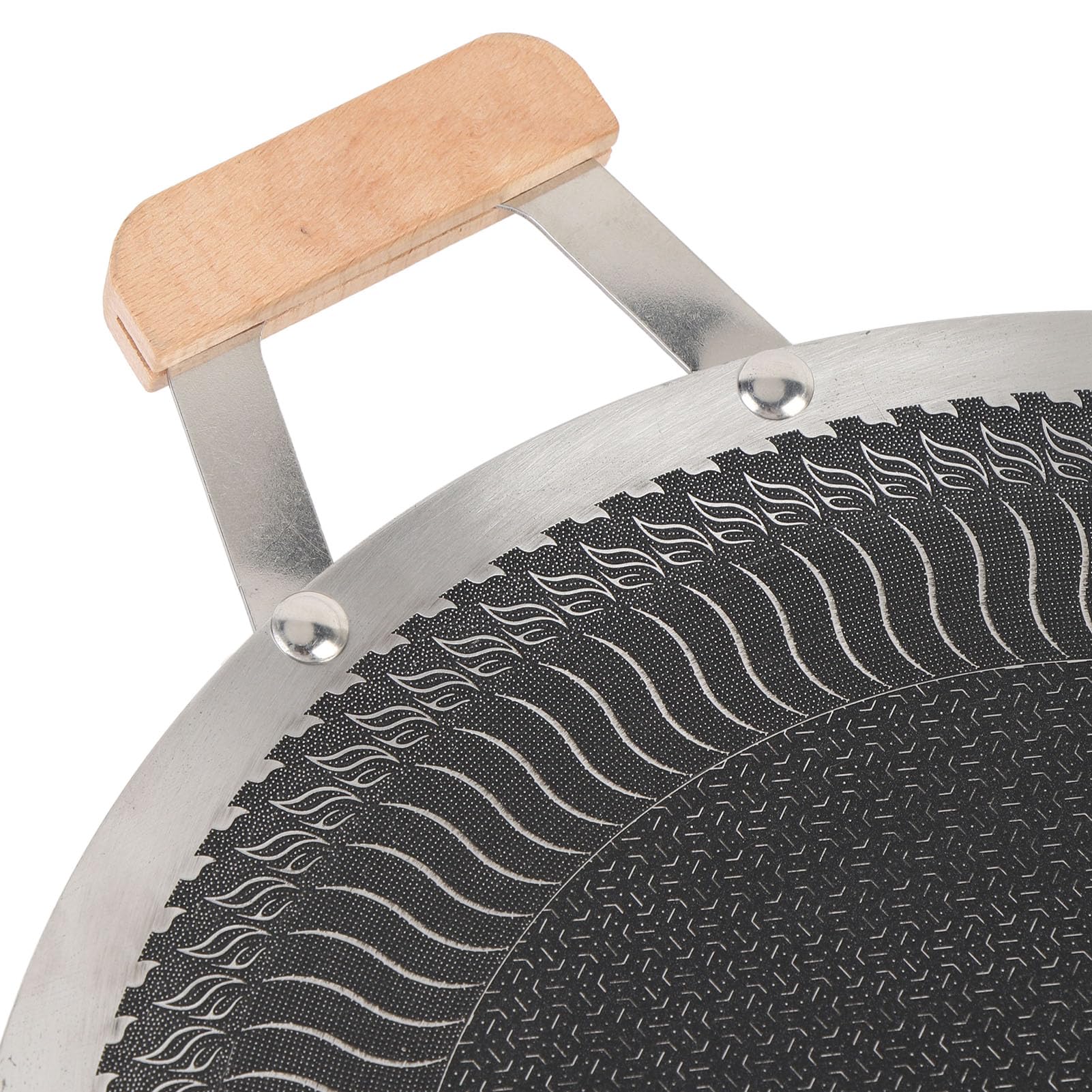 Padella per Barbecue Coreana Premium in Acciaio Inossidabile Distribuzione Rapida e Uniforme del Calore Facile Pulizia per Riunioni Interne Ed Esterne (38 cm)