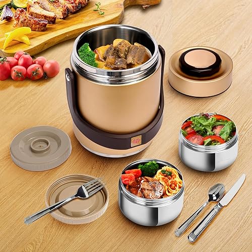 Miniatura 5 de Pawovdeq Recipientes de acero inoxidable de 51 onzas con aislamiento al vacío de boca ancha para sopa y comida caliente, contenedor portátil de 2