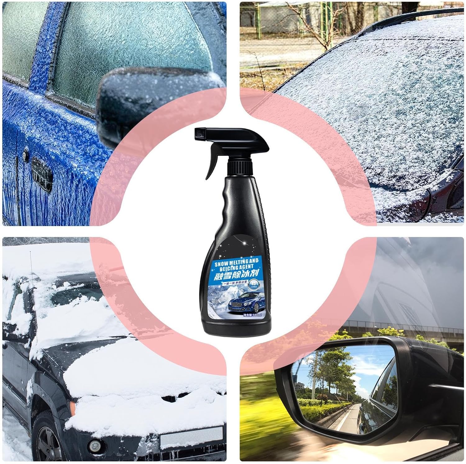 Car Deicer Spray | 500ml Fast-Acting Defroster Long-Lasting - Winter Deicing Spray Automotive Defroster,for Defrosting Maintenance Snow Frost Window Glass Rearview Mirror