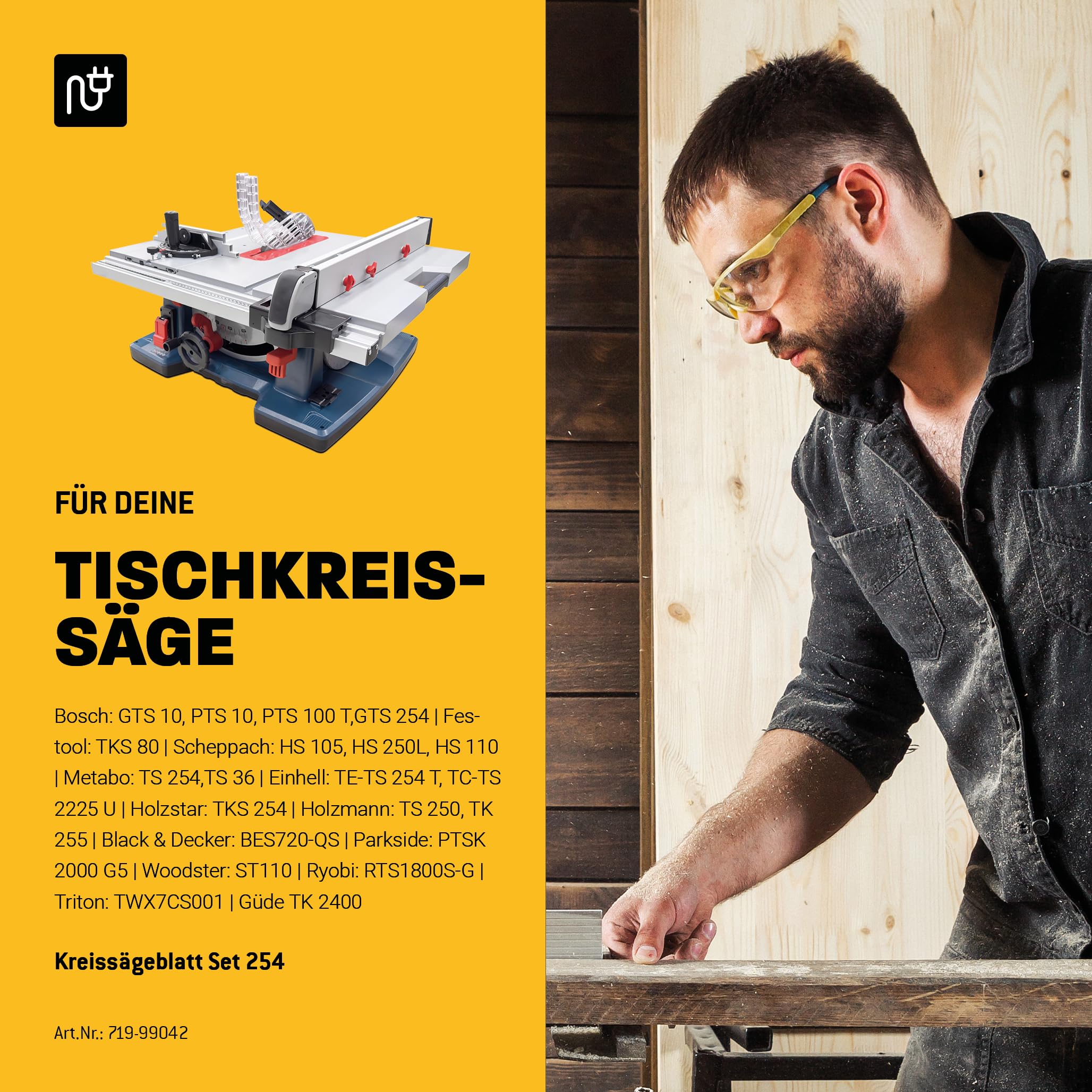 Ø254 x 30 Tisch- Kreissägeblatt Set passend für Bosch GTS 10, PTS 10, PTS 100 T, Festool TKS80, Scheppach HS105, Metabo TK250, TS254 - AMBOSS WERKZEUGE® 254x30 Sägeblatt Sortiment