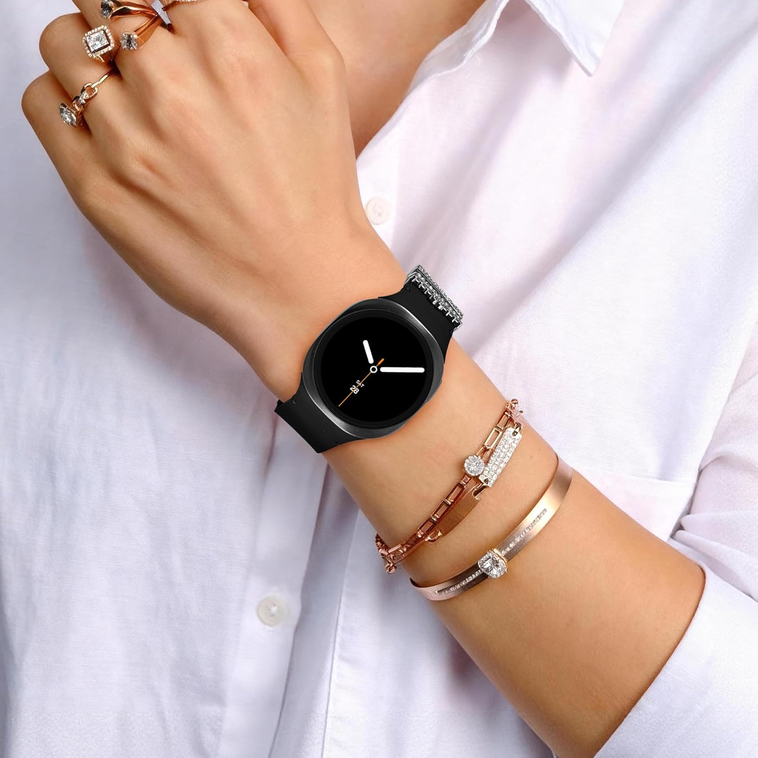 Band Compatible with Samsung Galaxy Watch 8 Band 40mm 44mm/Galaxy Watch 8 Classic 46mm, Soft Silicone Replacement Strap for Galaxy Watch 8 2025 with Decorative Charms Accessories Women - Image 6