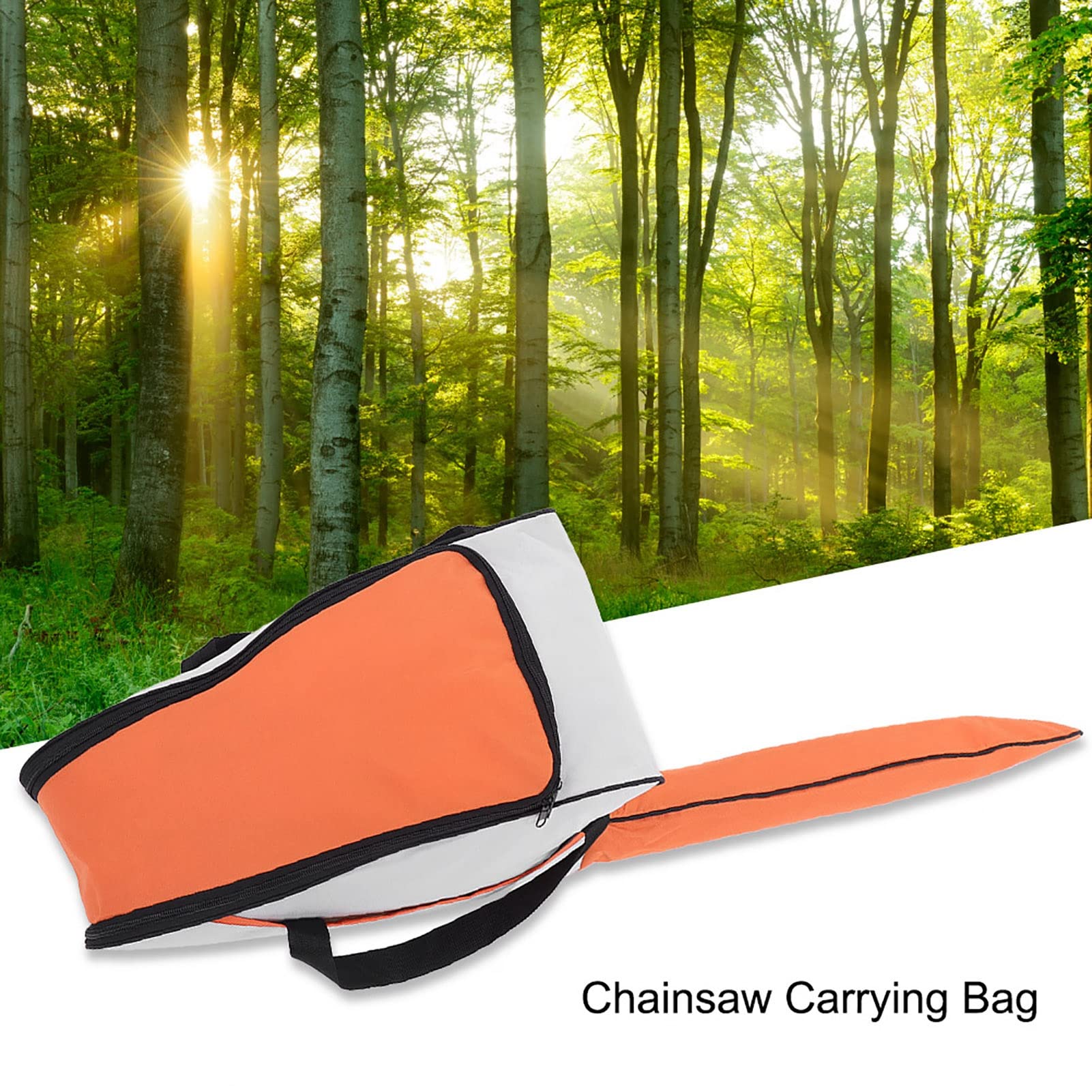 Kettensägentasche, Premium-Oxford-Stoff, Tragbare Oxford-Stoff-Kettensägen-Aufbewahrungstasche, Rasenmäher-Tragetasche, Schutzbox, Kettensägen-Tasche (orange weiß)