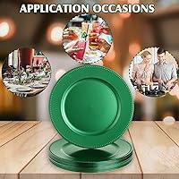 Vista 27 de Gerrii 12 Pcs Metallic Bead Charger Plates 13 Inch Plastic Round Plates Bulk Wedding Beaded Chargers for Table Party Event Decoration(Gold)