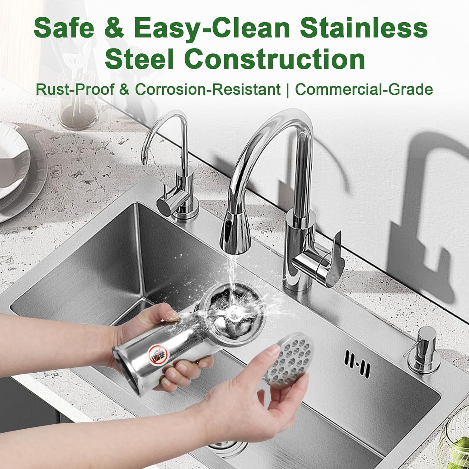 Meat Grinder Heavy Duty Electric,Commercial Meat Grinder #8 for Home Use Deer Processing Best Stainless Steel 2800W Max with 3 Grinding Plates 3 Sausage Stuffer Tubes 1 Pusher 2 Blades