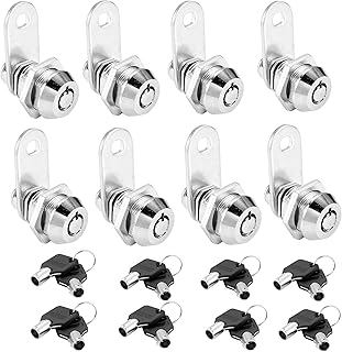 Tidorlou 8 Pack Locks Tubular Cam Lock, Chrome Finish Cabinet Lock with Keys,5/8" Cylinder Lock,Keyed Alike Drawer Locks, for Cabinet Lock Secure Important Files and Drawers