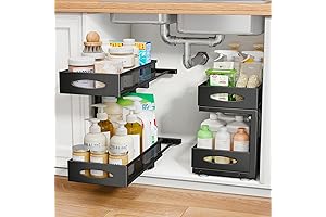 PXRACK 2 Pack Under Sink Organizers, Slide Out Kitchen Drawer Organizer