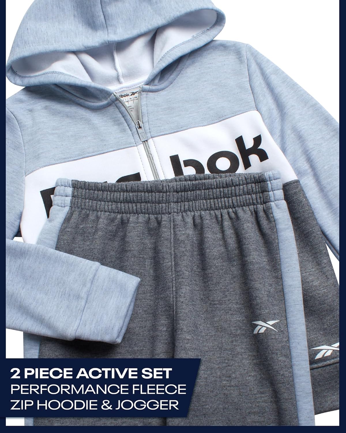 Reebok Boys Sweatsuit Set - 2 Piece Athletic Fleece Joggers Set with Zip Up Hoodie Sweatshirt and Active Boys Sweatpants - Image 2