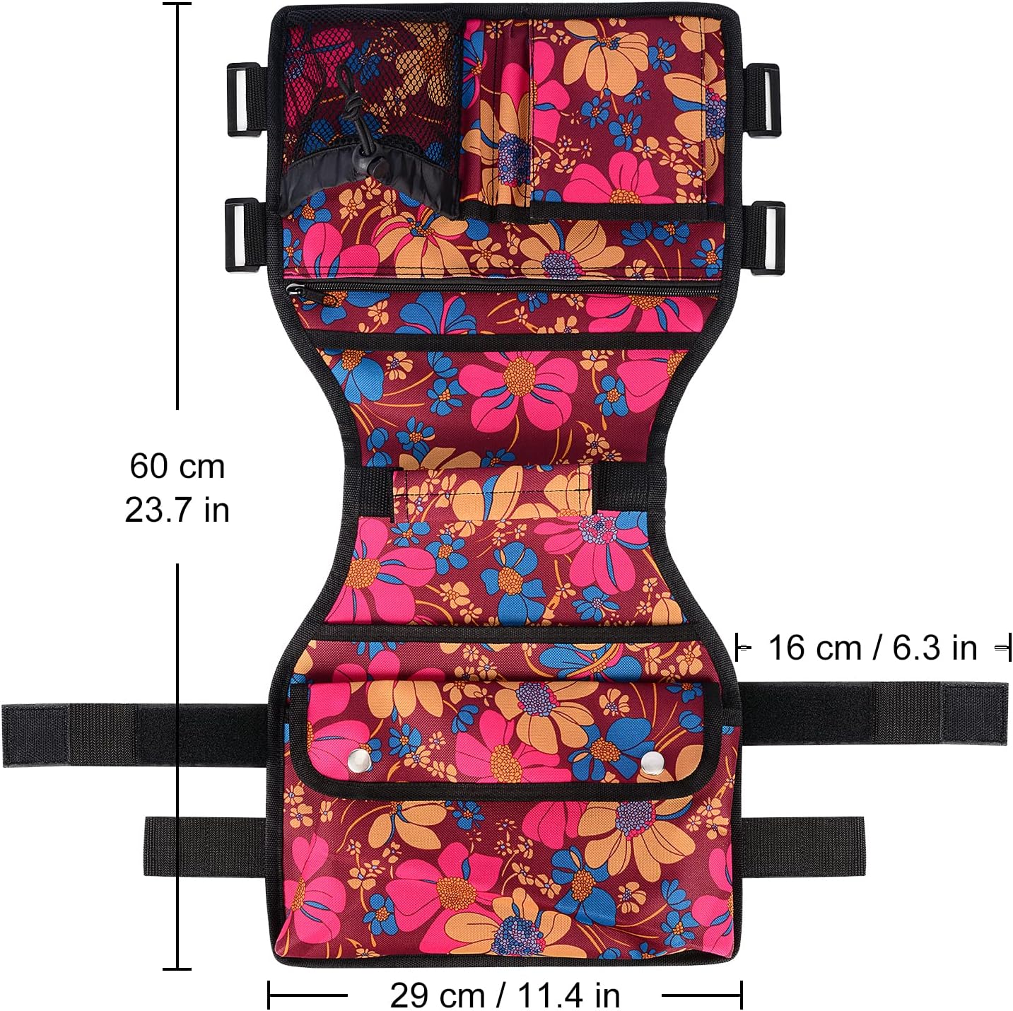 supregear Side Walker Bag, Walker Side Access Bag Organizer Pouch Tote with Handle Multifunction Walker Side Accessory for Most Walker with Side Bar, Easy to Install and Lightweight (Floral)