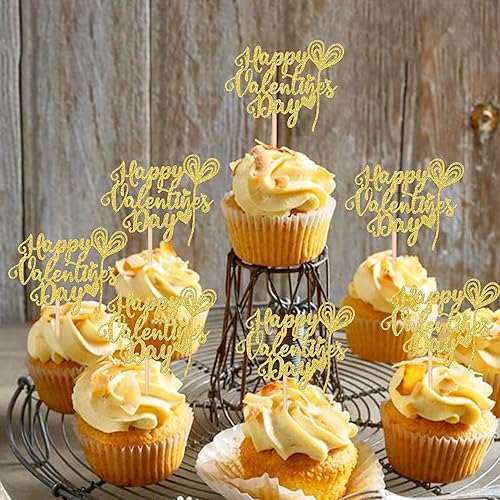 Miniatura 5 de 24 piezas de decoración para cupcakes con purpurina para el día de San Valentín, dulce amor, corazón, Be Mine, para San Valentín, temática de San