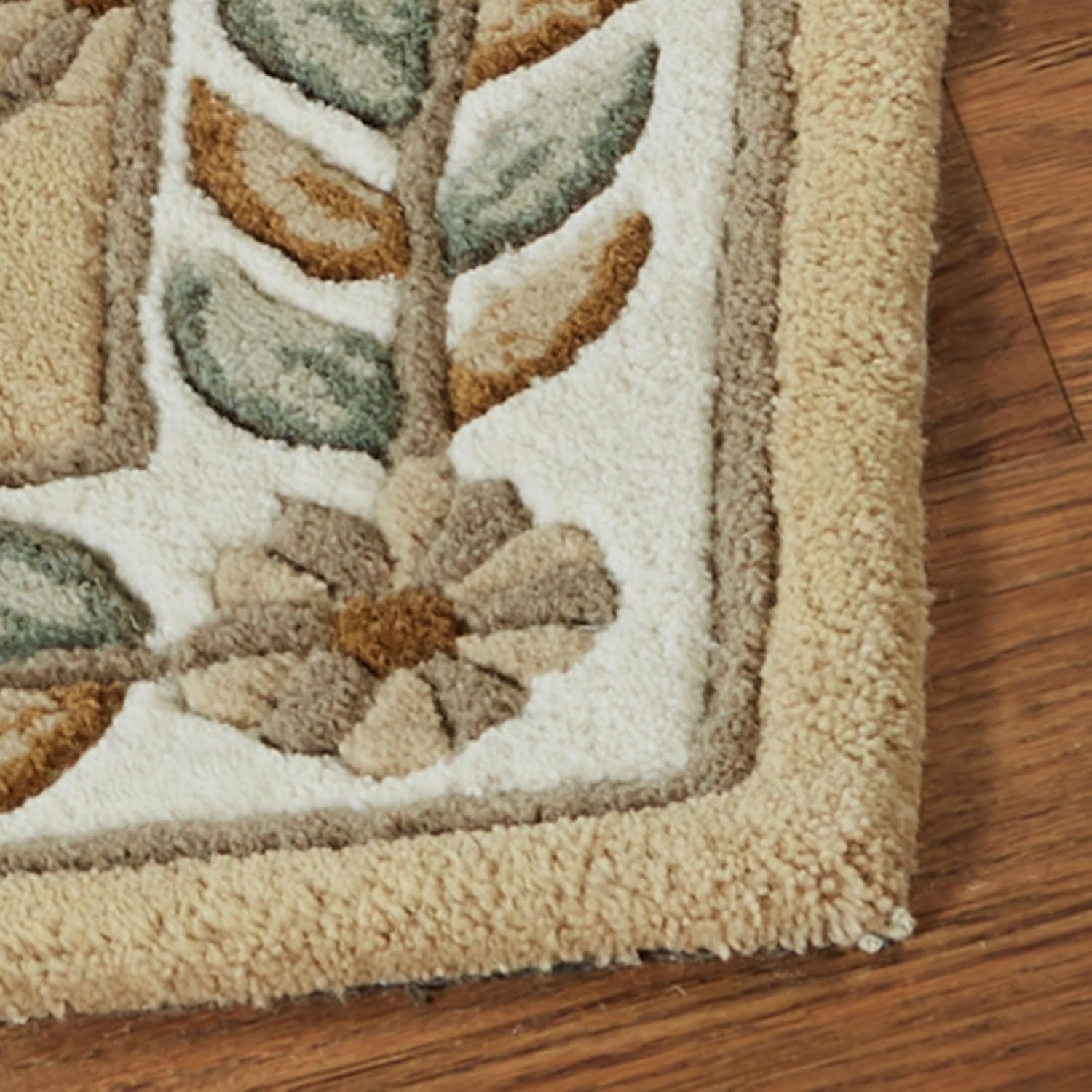 Fleurette Traditional Runner Rug | 2 feet 3 inches x 7 feet 6 inches | Antique Classic Gold | Elegant Hand-tufted & Handcarved Pure Wool Rectangle Runner Rug with Diamond Latticework, Florals & Leaves