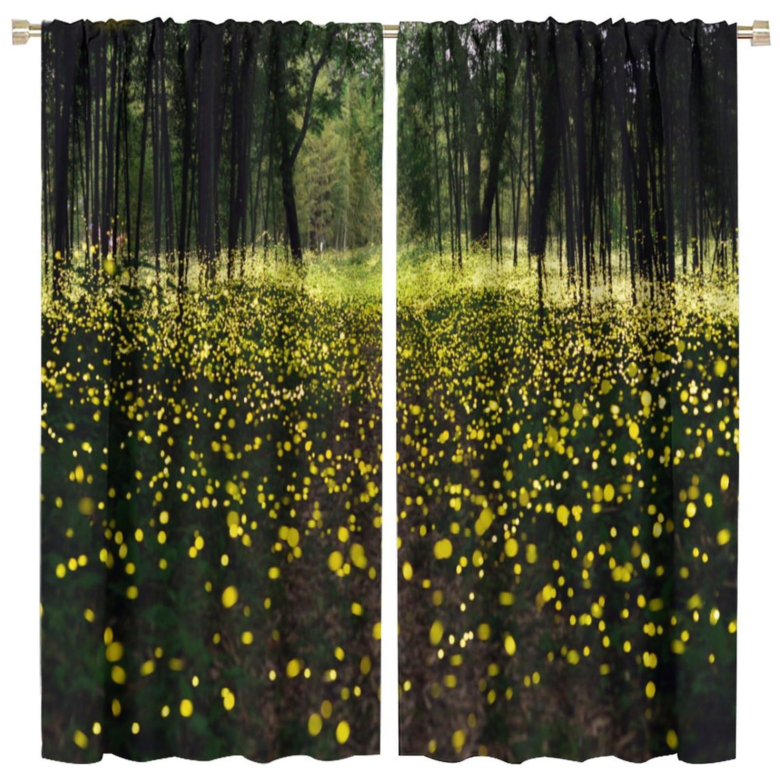 Firefly Blackout Window Curtain,Firefly are Japanese Summer Tradition for Children Room Bedroom Curtains Drapes 2 Panels 42x45 Inch, Style