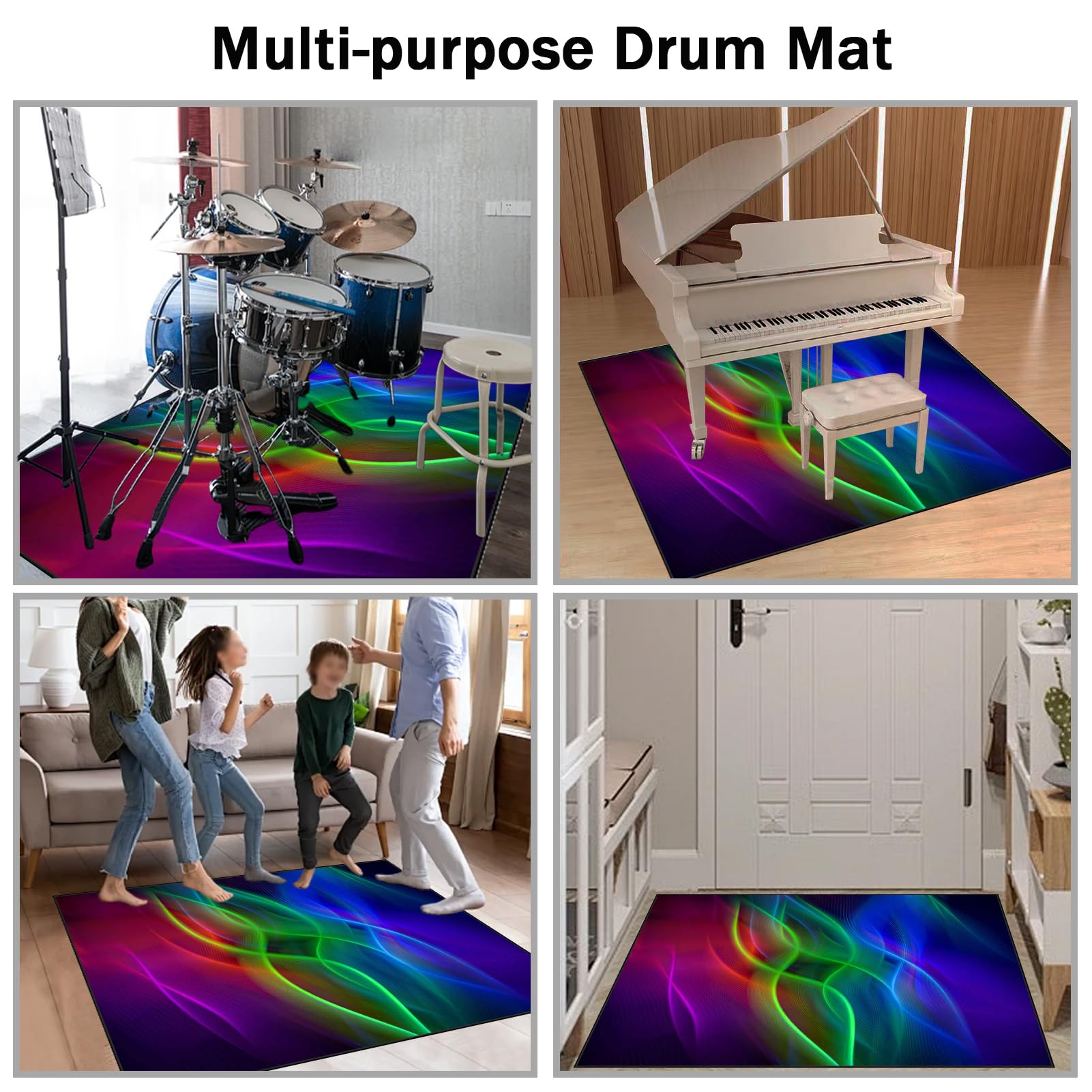 170 x 140 cm Dywan z baterią elektroniczną Dźwiękoszczelny Antypoślizgowy Dywan Pochłaniający Akustyczny Profesjonalna mata do instrumentów muzycznych do instrumentów muzycznych do gitary basowej
