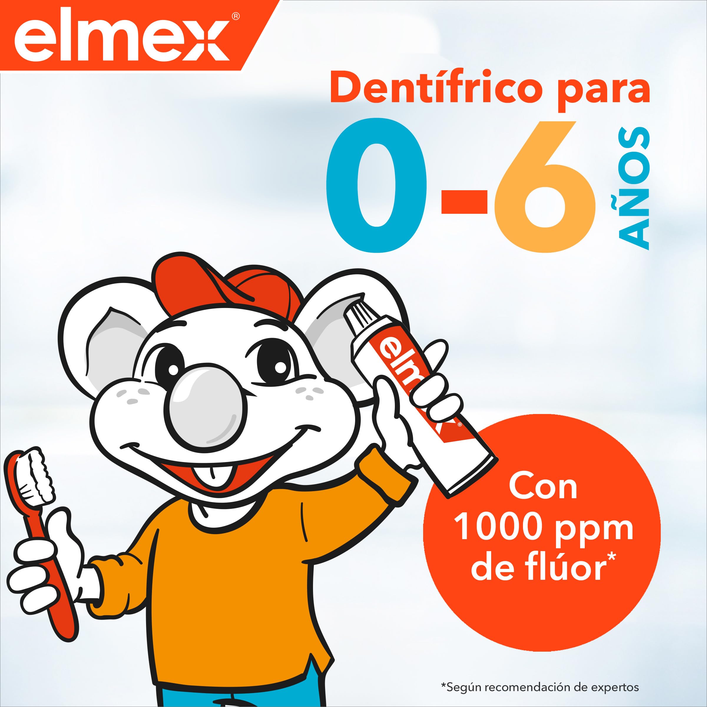 Elmex Niños Protección Caries Pasta de Dientes Infantil, 1 Ud x 50 ml, Protege contra la Caries, Dentífrico para Niños 0-6 Años, Contiene 1000ppm de Fluoruro de Amina
