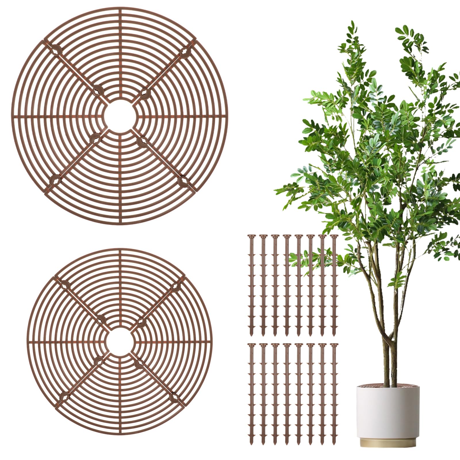 Nogeqi Lot de 2 grilles de protection pour pot de fleurs, protection des plantes, grille ronde pour plantes, enfants, animaux domestiques
