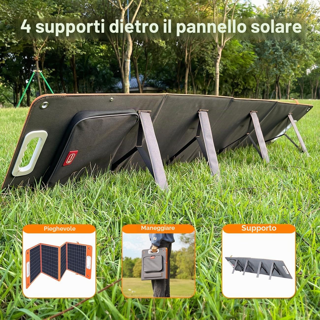 Pannello solare pieghevole 100 W 18 V pannello solare flessibile, pannello solare portatile, monocristallino, impianto solare completo con tipo C QC3.0, per roulotte, campeggio, balcone, casette da