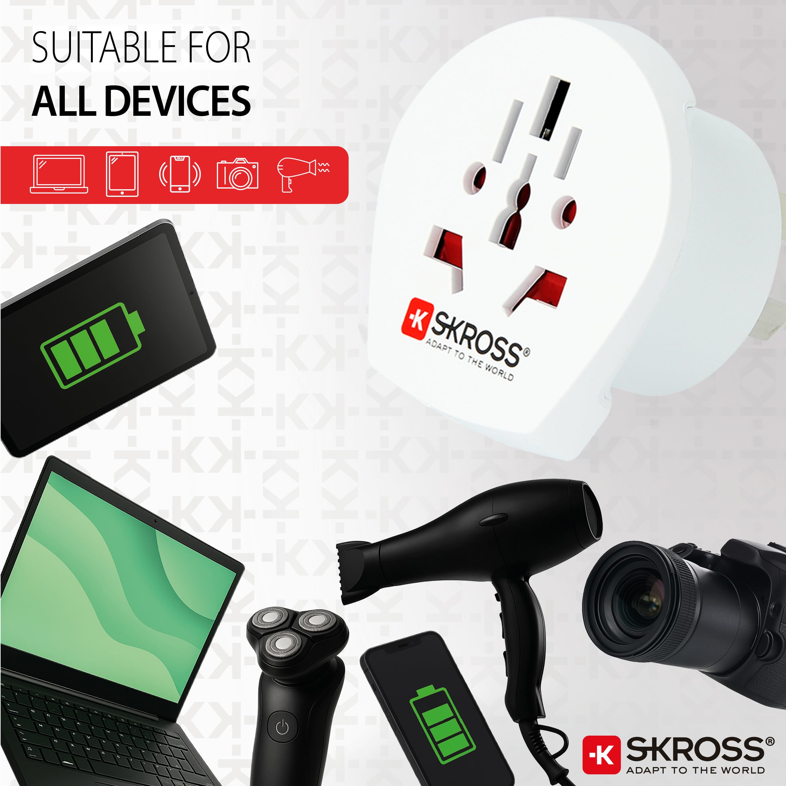 SKROSS | 1.500222-E | World to Australia/China | Adapter podróżny do Australii i Chin - napięcie i moc 100 V - 1000 W/2500 W - ochrona przeciwwstrząsowa