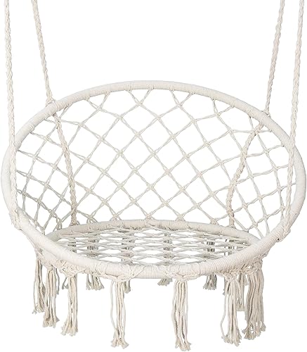 ZENY Silla hamaca de macramé con cuerda colgante de algodón para interiores y exteriores, dormitorio, porche disponible en Yaxa Venezuela