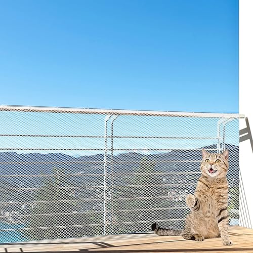 Miniatura 14 de Shappy Red de balcón para mascotas de 16.5 x 2.5 pies, anticaídas, para gatos y perros, malla para balcón, malla de protección de pantalla para Negro