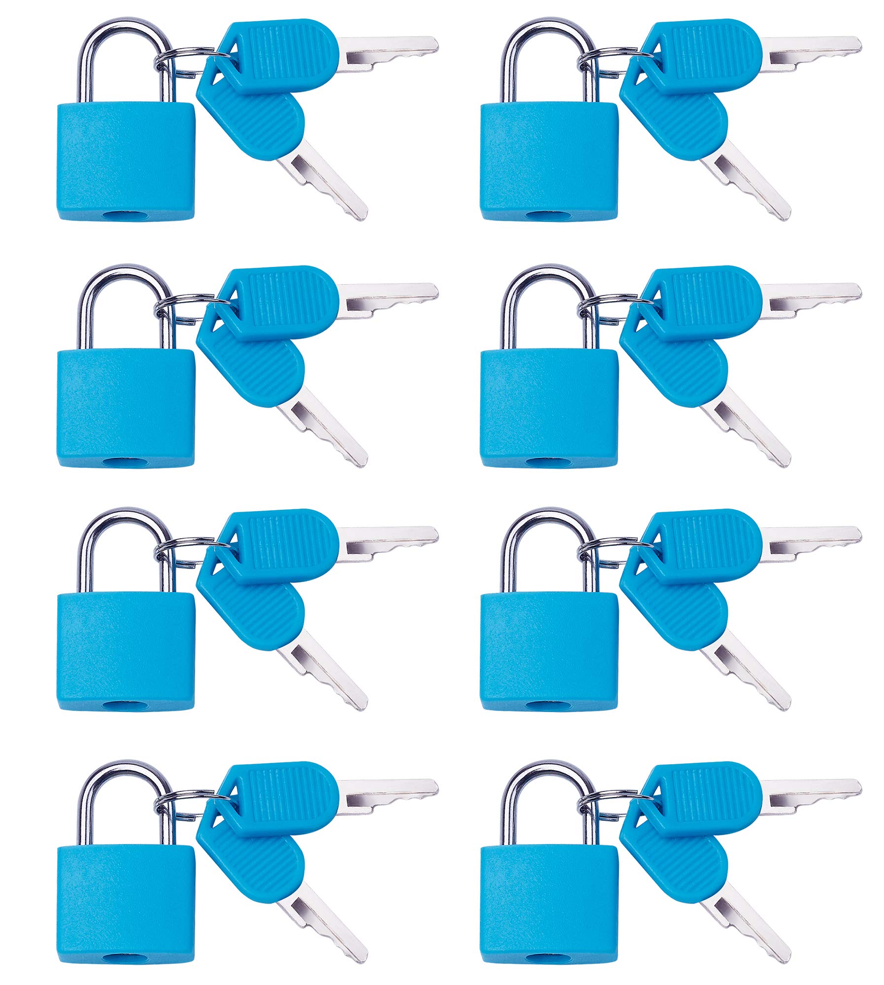 Layssa Padlock (8 Pack) Small Locks with Keys for Luggage Lock, Backpack, Locker, Suitcase, Classroom Matching Game and More - Individually Keyed Padlocks