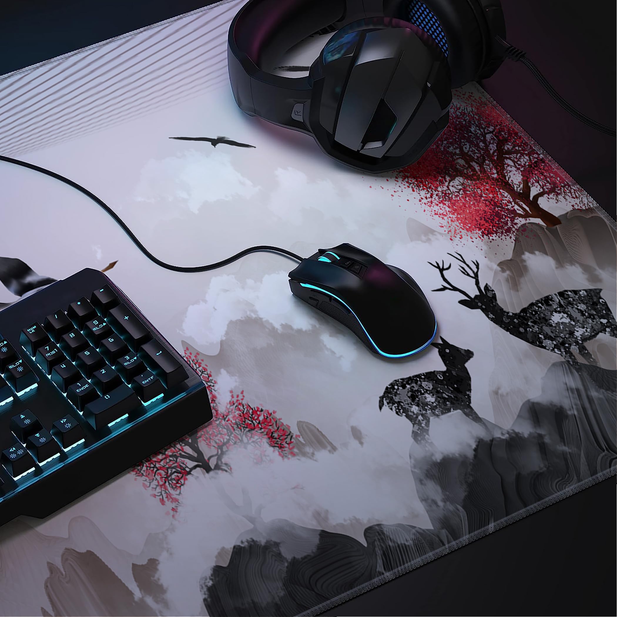 LL-COEUR Mousepad Grande Tappetino per Mouse da Gioco Naturale 1300x500x3mm Tappetino da Scrivania Esteso XXL Speed Gaming XXXL