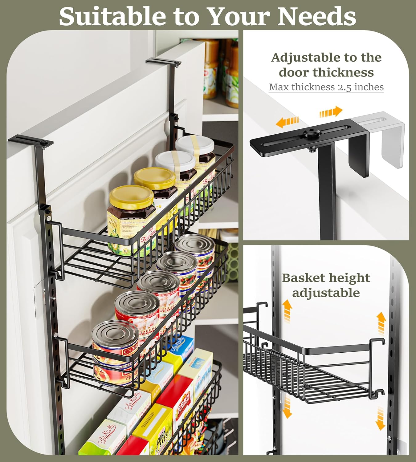 【値下げ！】 2026新品~PantryNest ドアパントリーオーガナイザー 10個パック パントリードアオーガナイザー ブラック おしゃれで楽ちん