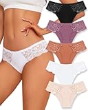 Sexy Underwear for Women Lace Silky Seamless No Show Undies Low Rise High cut Bikini Hipster Cheeky Panties 5 Pack