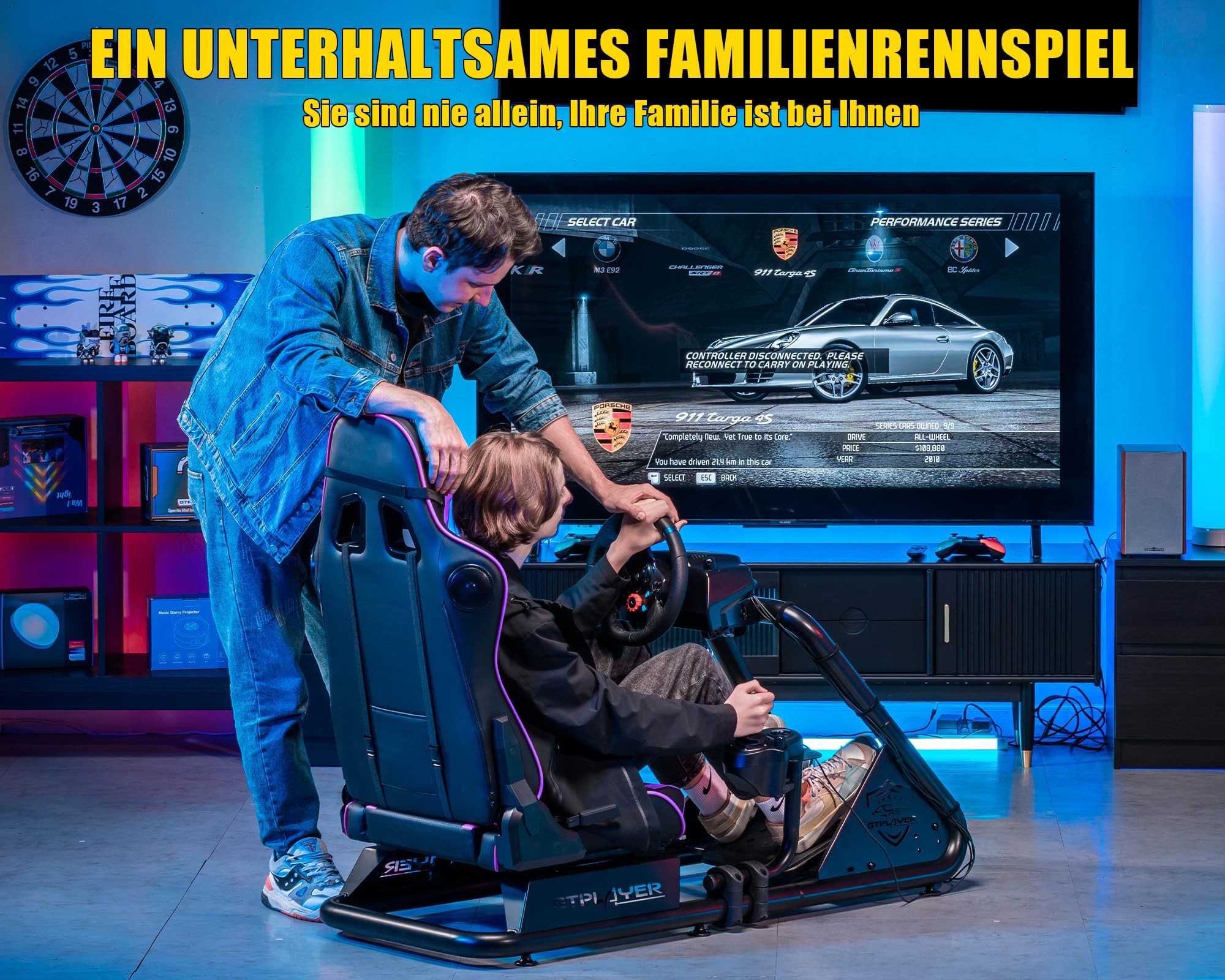 GTPLAYER Simulator Cockpit SIM Racing rennsimulator Lenkradständer Lautsprechern Lenkrad Pedalablage Lila