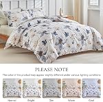 Wajade Duvet Cover Queen Set 3PC Floral Botanical Bedding Ultra-Soft Microfiber with Hidden Zipper (90"x90" Duvet + 2 Pillowcases 20"x36")