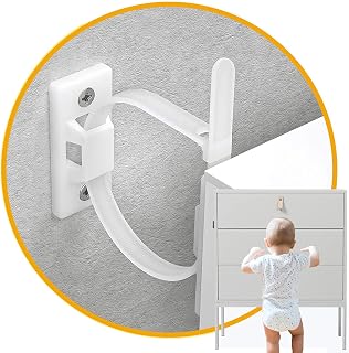 Furniture Anchor Kit(12Pack)-Baby Proofing Furniture Safety Straps, Flexible Cabinet Wall Anchors Earthquake Resistant Anti-Tip Wall Anchor Straps kit for Bookshelf or Dresser.