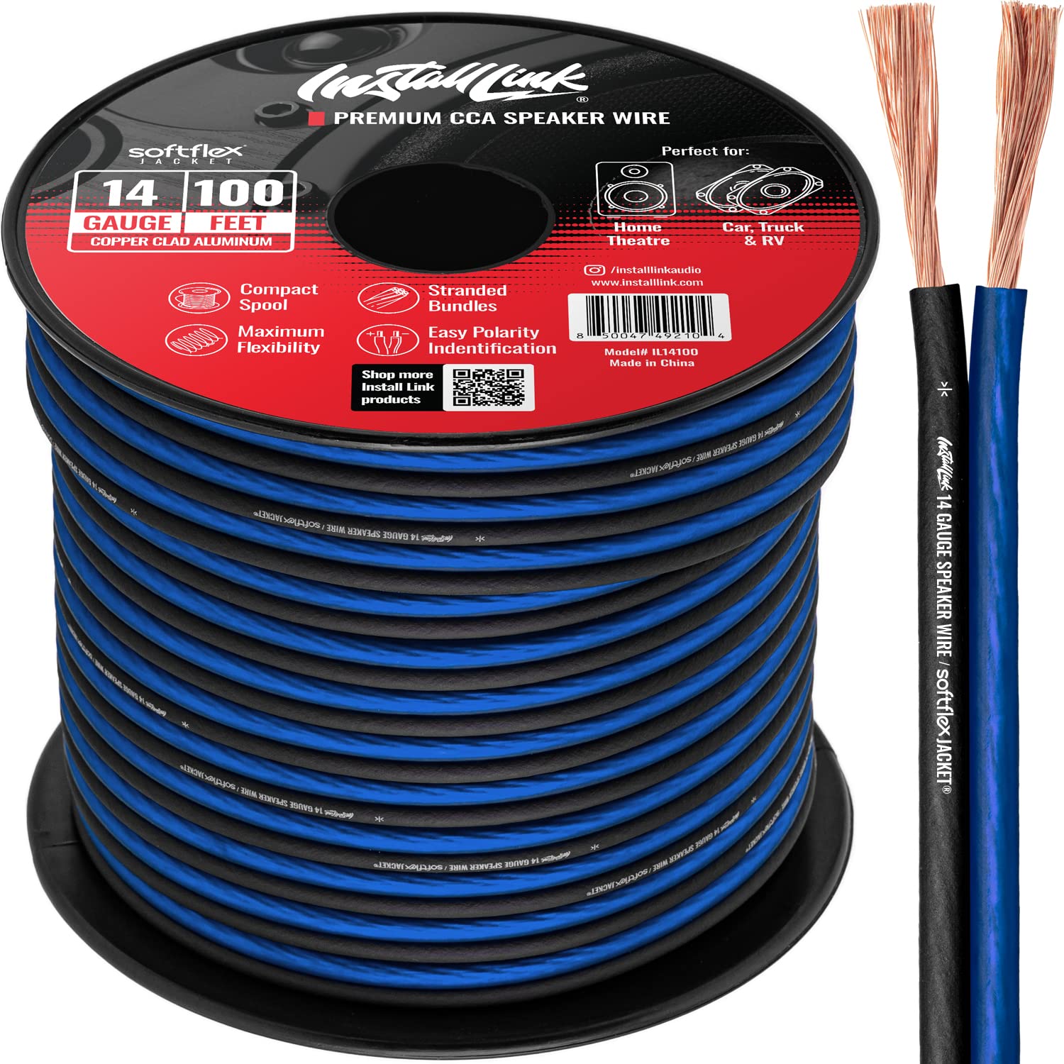 InstallLink 14 Gauge Speaker Wire for Car, Home or RV Audio Cable