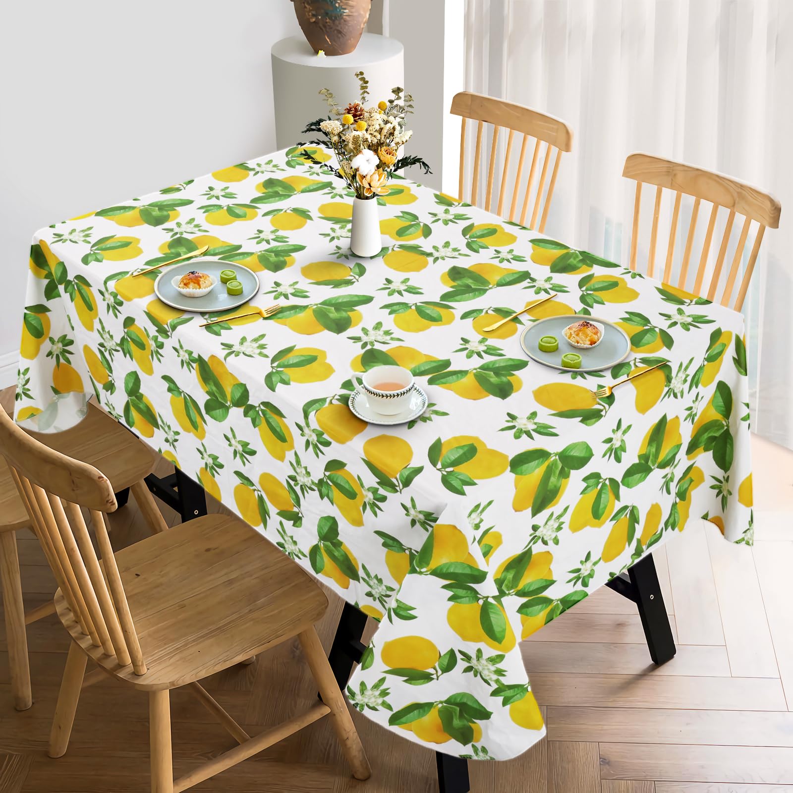 20 Serviettes En Papier Jetables Motif Citron Et Carreaux Céladon - Pour Fêtes, Buffets, Décoration De Table été
