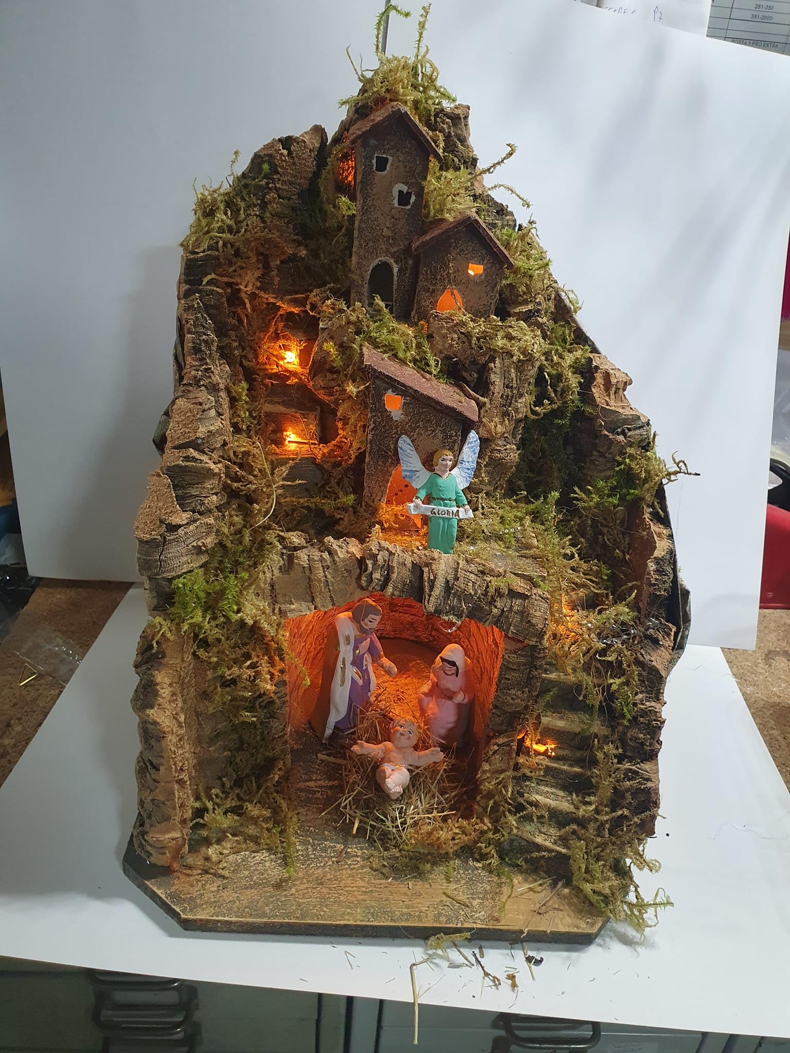 Weihnachtskrippe komplett Art. 6 25 x 25 cm Höhe 35 cm Holz und Kork mit oder ohne Hirten ohne 4 Hirten 10 cm Terrakotta San Greorio ArMENO