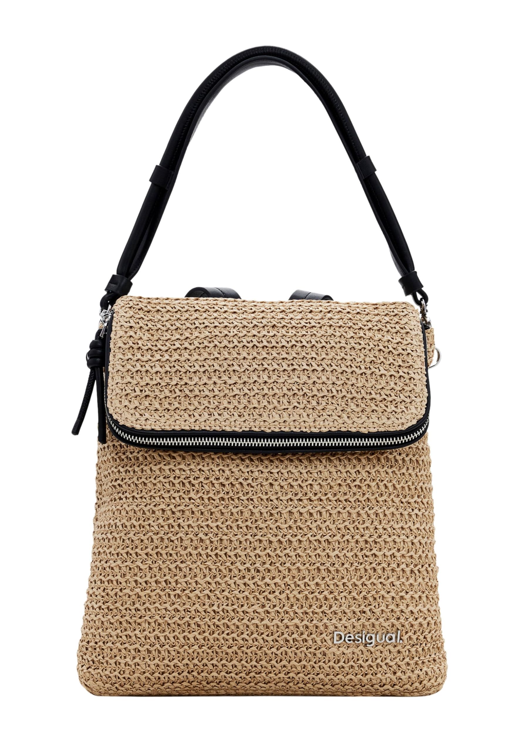 Desigual Logo Raffia Backpack Natural