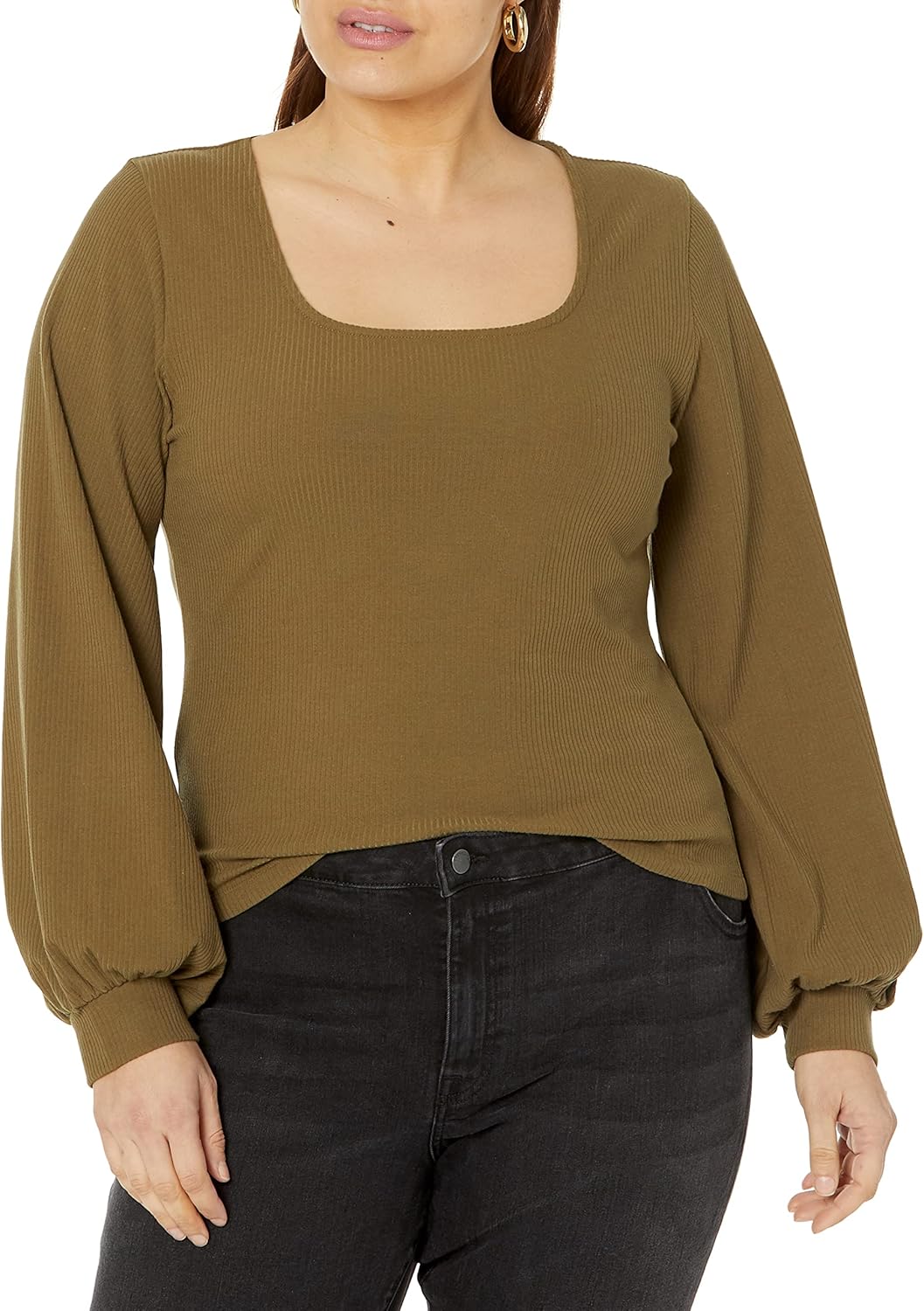 The Drop Women's @lucyswhims Square-Neck Balloon-Sleeve Top
