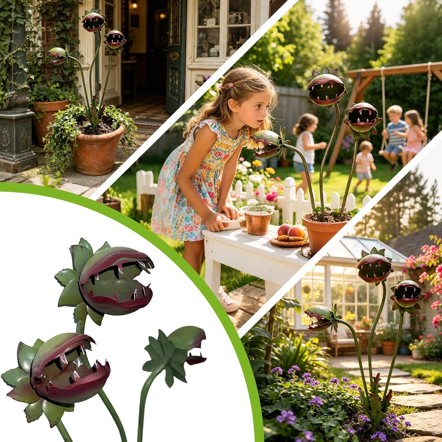 Carnivorous Plant Garden Stake Metal Large Flytrap Yard Art Decorative Garden Stake for Outdoor Plants Soil Flower Beds Patio Decor Handmade Unique Garden Sculptures